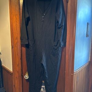 Smash & Tess Black Henley Button-Up Long-sleeve Romper